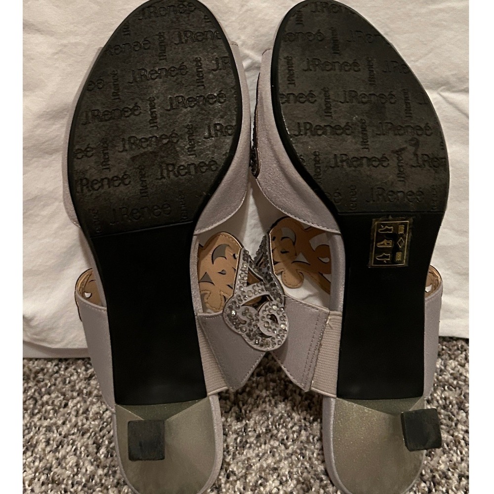J. Renee Francie Silver Rhinestone Slide Sandal Women 8.5W - Picture 6 of 9